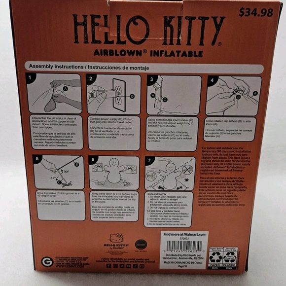 Hello Kitty Halloween Inflatable - Orange and Green - Picture 3 of 5